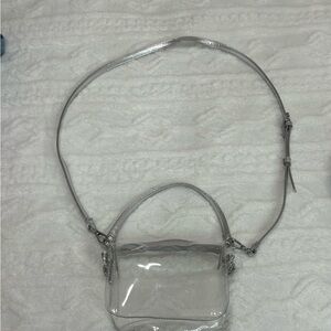 Small Transparent Crossbody Bag with Silver Accents